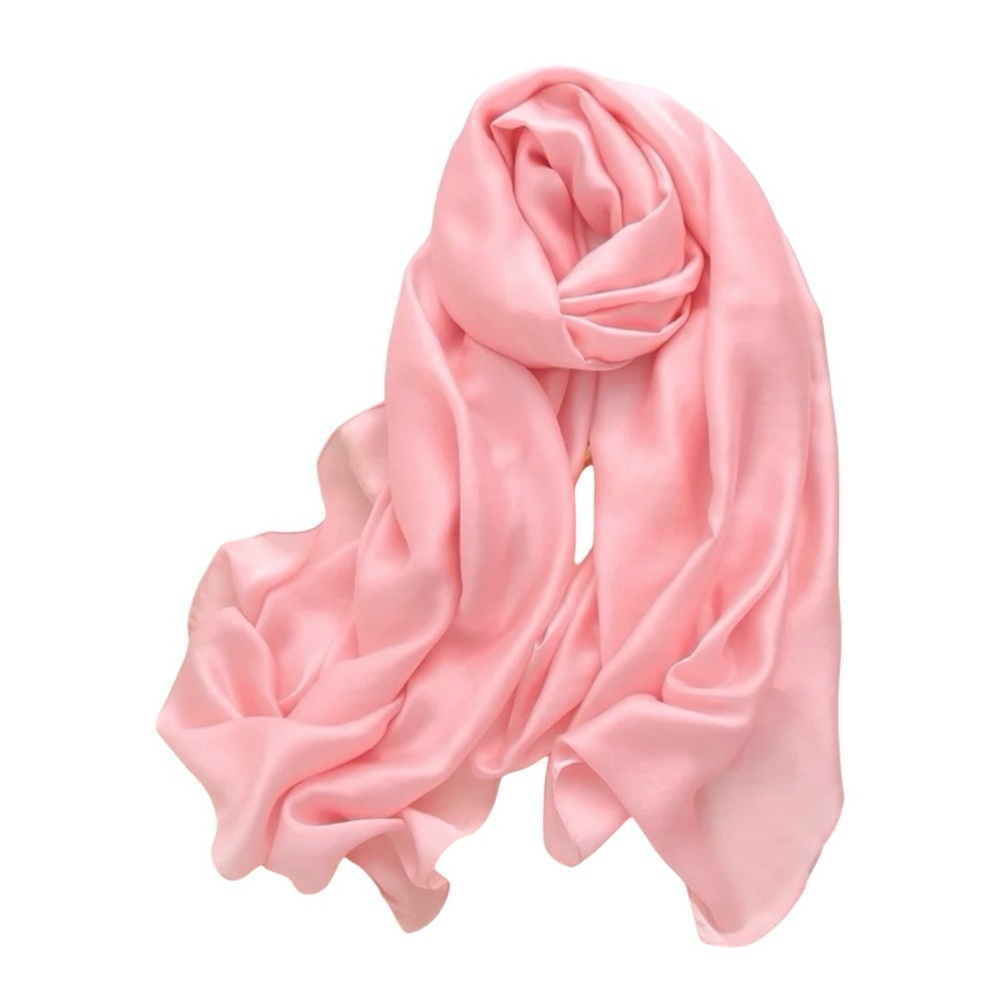 Silky Satin Oversized Pink Scarf Lightweight Shawl Wrap